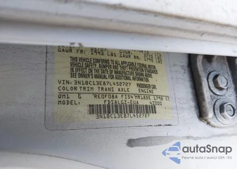 2007 Nissan Versa 1.8Sl from USA, damaged, VIN 3N1BC13E87L452727